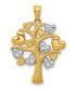 Family Tree with Hearts Pendant in 14k Gold over Rhodium