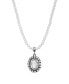ფოტო #1 პროდუქტის Silver Tone Crystal Rimmed Crystal Imitation Oval Pearl Strand Necklace