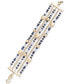 ფოტო #1 პროდუქტის Gold-Tone Natural Stone Beaded Multi-Row Flex Bracelet