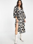 Фото #7 товара Object long sleeve midi wrap dress in leopard