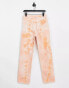 Topshop mid rise straight Dad jeans in orange tie dye