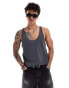 ASOS DESIGN heavyweight vest with seam stitching in charcoal