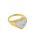 14K Gold Plated Heart White Imitation Mother of Pearl Signet Ring
