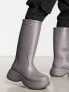 ASOS DESIGN – Wadenhohe Gummistiefel in Anthrazit mit dicker Sohle