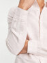 ASOS DESIGN wedding smart linen regular fit shirt with penny collar in pink