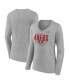 Фото #1 товара Women's Heather Gray San Francisco 49ers Super Bowl LVIII Quick Pass Long Sleeve V-Neck T-shirt