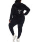 Plus Size Rhinestone Velour Tracksuit 2 Piece Set