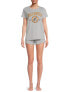 Фото #1 товара Grayson Social Pajama Short Set Womens XL Gray Heather Cotton Halloween Athletic