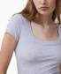Фото #6 товара Women's Staple Rib Scoop Neck Short Sleeve Top