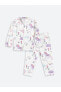 Polo Yaka Uzun Kollu Baskılı Kız Bebek Pijama Takım