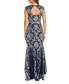 Women's Fleur Sequinned Long A-Line Dress navy silver, 16 - фото #2