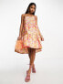 Y.A.S jacquard midi dress in pink florals