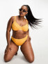 Фото #1 товара Simply Be high leg crinkle bikini bottom in yellow