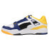 Puma Slipstream Leather Logo Lace Up Mens Blue, White, Yellow Sneakers Casual S