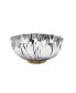 Stainless Steel Crumpled Bowl with Gold-Tone Mosaic Base