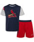 ფოტო #4 პროდუქტის Newborn and Infant Boys and Girls Navy, Red St. Louis Cardinals Pinch Hitter T-shirt and Shorts Set