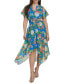 Women's Floral-Print Clip-Dot Midi Dress