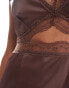 Фото #4 товара Never Fully Dressed lace cut-out slip maxi dress in chocolate