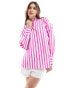 Фото #3 товара ASOS DESIGN oversized shirt in neon pink stripe