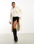 Фото #2 товара Threadbare Blair formal maxi coat with tie waist and faux fur trims in white