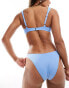 Фото #4 товара Abercrombie & Fitch high leg shirred bikini bottom co-ord in shimmer blue