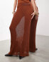 Фото #3 товара ASOS EDITION fine knit sheer maxi skirt co-ord in rust