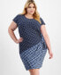 ფოტო #3 პროდუქტის Plus Size Border-Print Sarong Dress