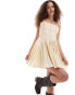 Фото #1 товара ASOS DESIGN pleated mini dress with hook & eye bodice in stone