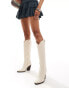 ASOS DESIGN Wide Fit Claudia western knee boots in off white