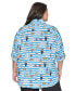 Фото #2 товара Plus Size Whimsical Graphic Button-Front Blouse, Created for Macy's