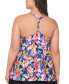 Plus Size Floral-Print Racerback Tankini Top, Created for Macy's