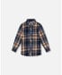 Фото #1 товара Toddler Boys Long Sleeve Button Down Shirt Plaid Blue And Hazel - Toddler|Child