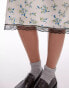 Фото #8 товара Topshop vintage lace ditsy floral 90s length bias skirt in blue and ivory