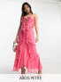 Фото #1 товара ASOS DESIGN Petite halter ruffle maxi dress with cut out detail in pink
