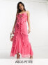 ASOS DESIGN Petite halter ruffle maxi dress with cut out detail in pink