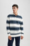 Фото #3 товара Comfort Fit Polo Yaka Çizgili Sweatshirt A5961ax23au