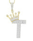 Men's Diamond (3/8 ct.t.w.) Crowned Initial Pendant in 10k Yellow Gold