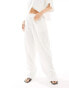 Vero Moda linen wide leg tie waist trouser co-ord in white