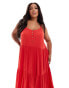 Фото #4 товара Yours crinkle cami midi dress in red