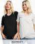 Фото #1 товара Threadbare Maternity 2 pack nursing top in black and grey