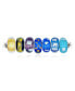 ფოტო #3 პროდუქტის Mixed Set Of 7 Bundle Sterling Silver Core Translucent Shades Of Blue Yellow Black Silver Gold Metallic Foil Murano Glass Swirl Charm Bead Spacer Fits European Bracelet For Women