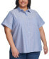 Plus Size Cotton Pin-Dot Camp Shirt