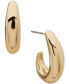 Gold-Tone Domed J Hoop Earrings, 1/4"