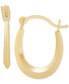 ფოტო #1 პროდუქტის Polished Tapered Oval Small Hoop Earrings in 10k Gold