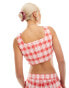 Something New X Chloe Frater corset top co-ord in red check Salsa, XS - фото #6