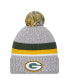 Men's Heather Gray Green Bay Packers Cuffed Knit Hat with Pom