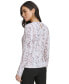 ფოტო #2 პროდუქტის Petite Printed Pleated-Neck Long-Sleeve Top