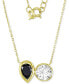 Фото #1 товара Macy's cubic Zirconia White & Black Two-Stone Necklace in 14k Gold-Plated Sterling Silver, 18" + 2" extender