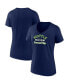 ფოტო #1 პროდუქტის Women's College Navy Seattle Seahawks Slogan V-Neck T-shirt