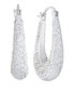 Clear Crystal Diamond Cut Long Oval Hoop Earring